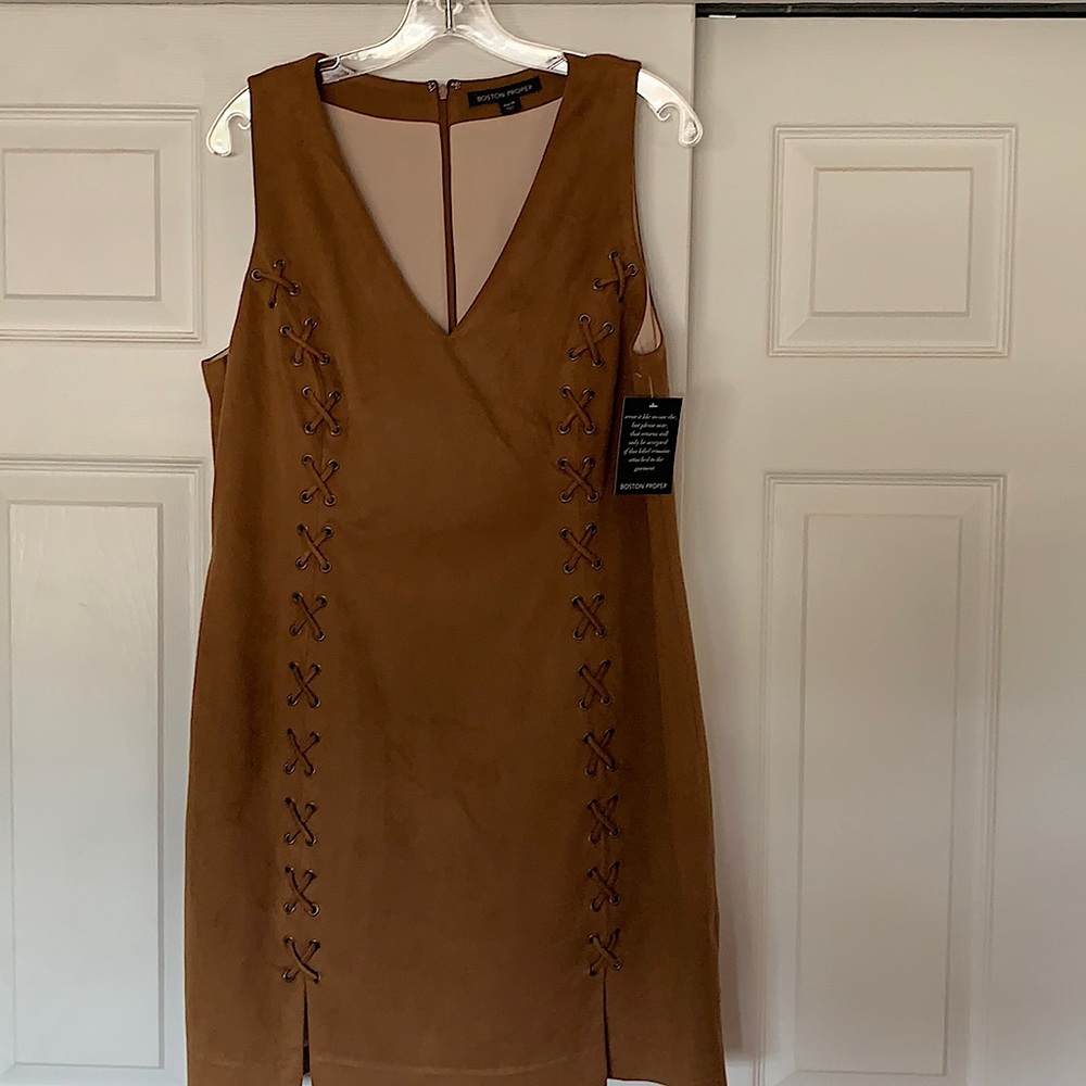 Suede dress Boston Proper still has tags.